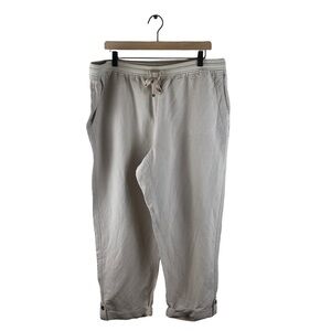 J. JILL Linen Pull On Pants Cropped Rolled Cuffs Pockets Beach Coastal